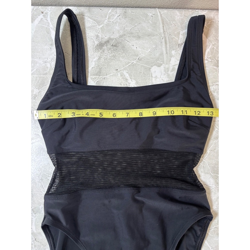 Anne Cole Collection Black One Piece Swimsuit Size 6 Mesh Inset Sleek Vintage - Picture 7 of 8